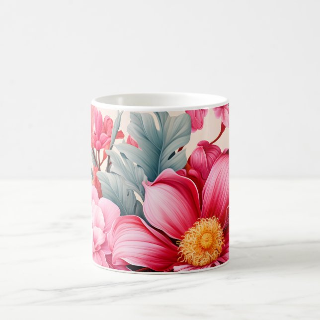Caneca De Café Jardim Floral Tropical Rosa Exótico (Centro)