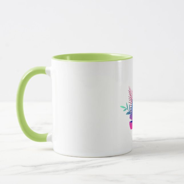 Caneca de Café Jardim Floral Vibrante com Acentos  (Esquerda)