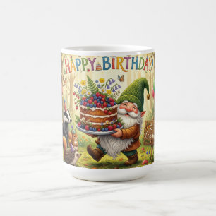 Caneca De Café Jardim Florestal Caprichoso Design de Aniversário 