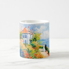 Caneca De Café Jardim Impressionista à Beira-Mar – Flores Costeir