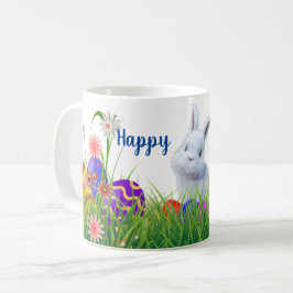 Caneca De Café Jardim Inglês Coelhinho Feliz Páscoa & Ovos Colori
