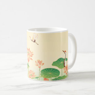 Caneca De Café Jardim Japonês Lago de Koi e Nenúfares Arte