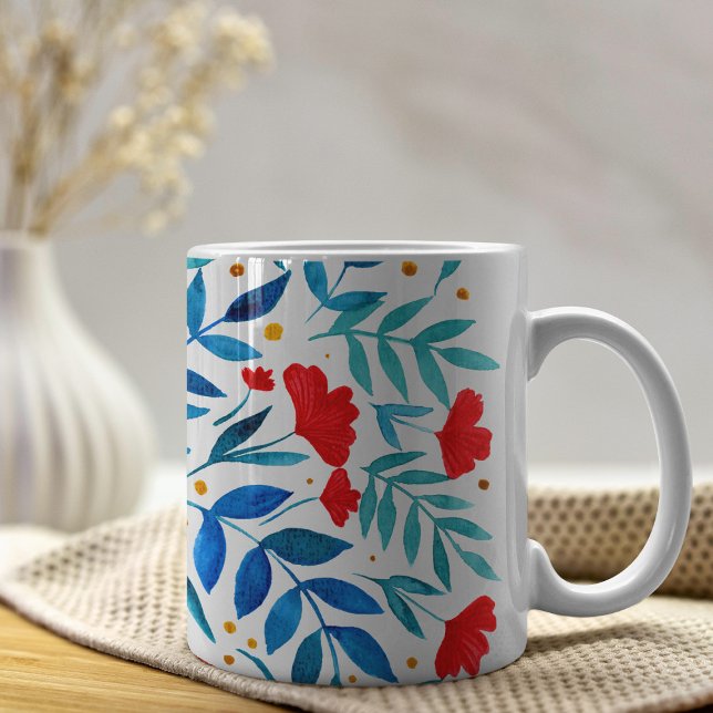 Caneca De Café Jardim mágico - vermelho e turquesa (Criador carregado)
