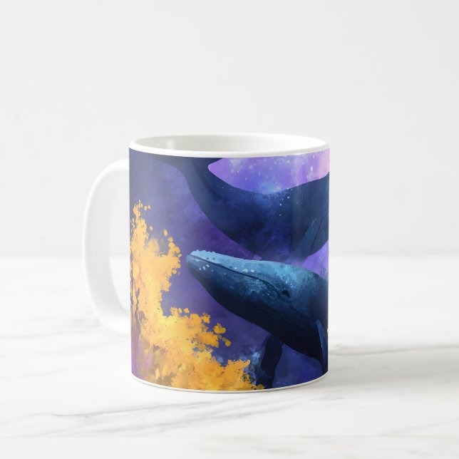 Caneca De Café Jardim Oceânico Abstrato (Frente Esquerda)
