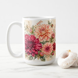 Caneca De Café Jardim Romântico de Dália em Aquarela