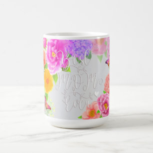 Caneca De Café Jardim Romântico de Peônias Melhor Mãe Cinza