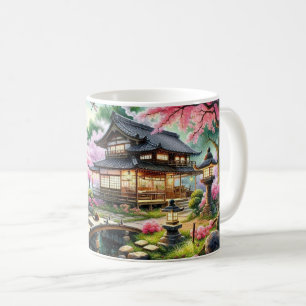 Caneca De Café Jardim Serene Japonês na Pintura de Dusk