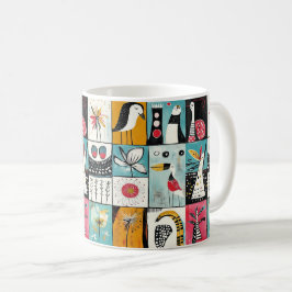 Caneca De Café Jardim Whimsical de Aves e Blooms
