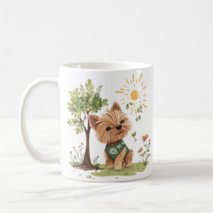 Caneca De Café Jardinagem de Cachorro Yorkie no Dia da Terra