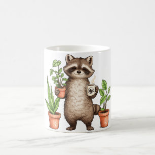 Caneca De Café Jardinagem de Guaxinim - Energizado por Plantas &