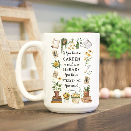 Caneca De Café Jardinagem e Biblioteca Citação Girassol e Plantas