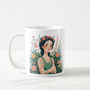 Caneca De Café Jardineira Florindo - Senhora Jardineira com Flore