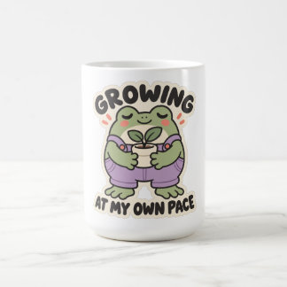 Caneca De Café Jardineira Sapo Crescendo ao Meu Próprio Ritmo