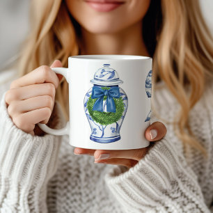 Caneca De Café Jarra de Gengibre de Natal com Laço em Chinoiserie