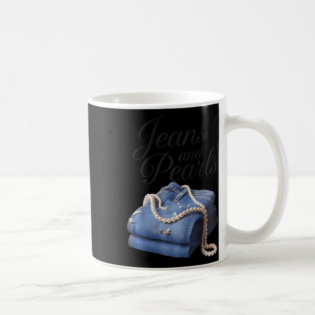 Caneca De Café Jeans E Pérolas Para Mulheres 2025 Jean Com Pérola (Direita)