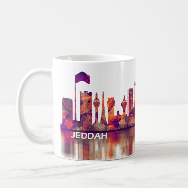 Caneca De Café Jeddah Arábia Saudita Skyline (Esquerda)
