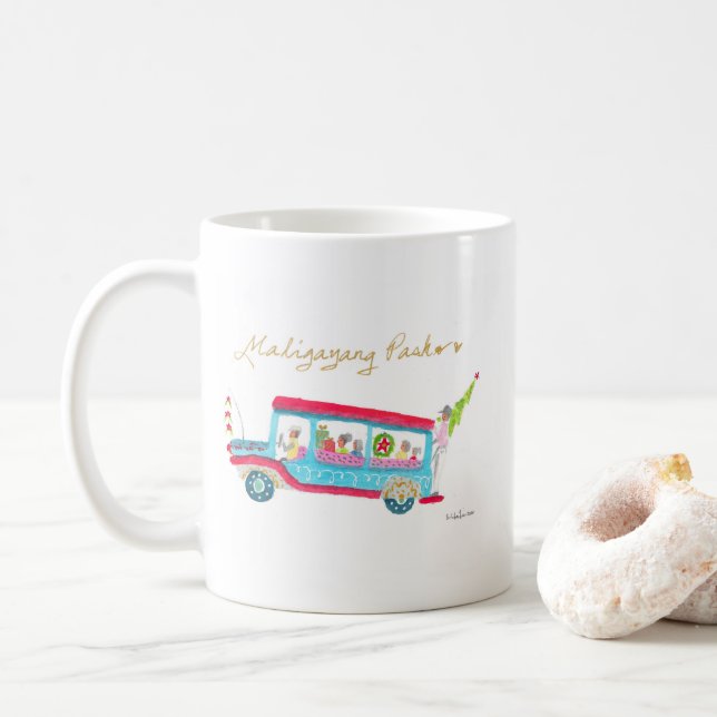 Caneca De Café Jeepney Christmas das Filipinas (Com Donut)