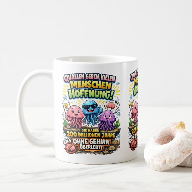 Caneca De Café Jellyfish Hope Quote – Funny Brain Humor (Com Donut)