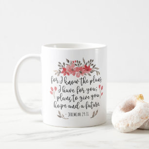 Caneca De Café Jeremiah 29 11 - Pelo Que Sei Os Planos - Floral