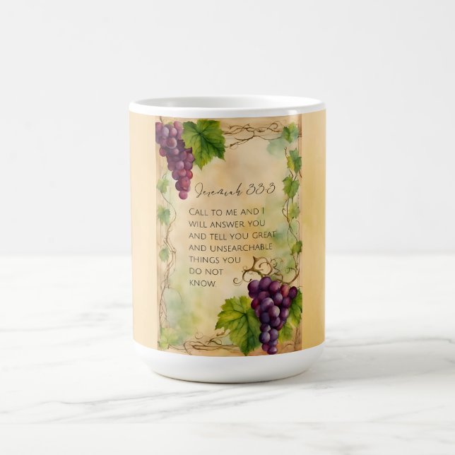 Caneca De Café Jeremias 33:3 Versículo da Bíblia Cristã (Centro)