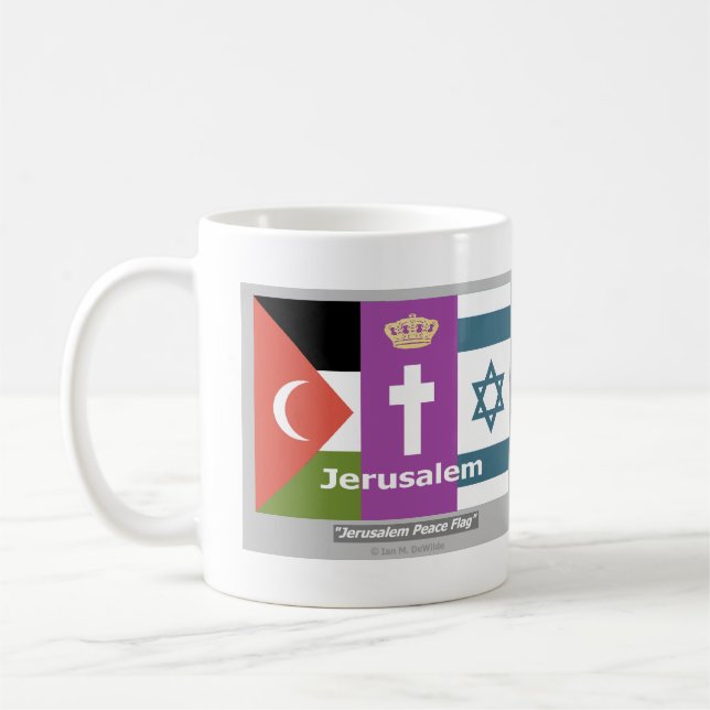 Caneca De Café Jerusalem Peace Flag Mug (Revisto) (Esquerda)