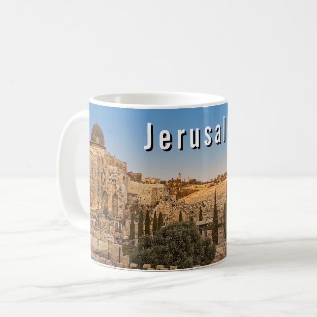 Caneca De Café Jerusalem's Mount Olive and Al Aqsa Mosque (Frente Esquerda)