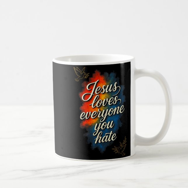 Caneca De Café Jesus Ama a Todos - Mensagem de Fé Cristã (Direita)