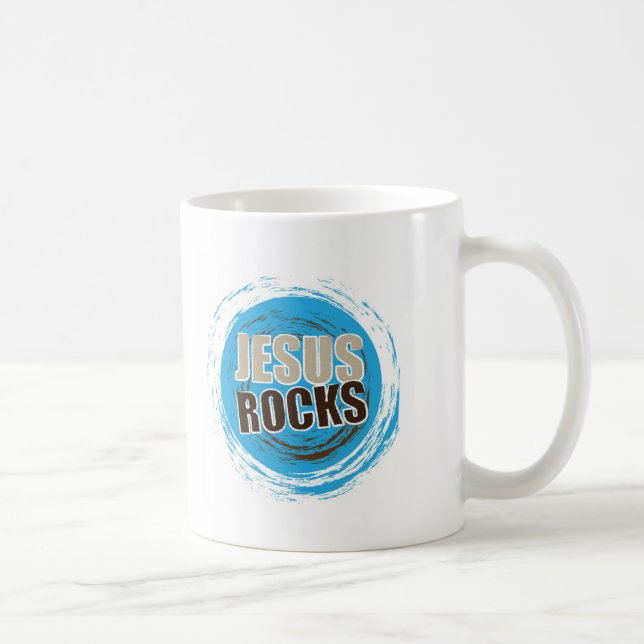 Caneca De Café Jesus balança 4 azuis & choc (Direita)