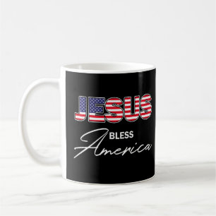 Caneca De Café Jesus Bless America Usa Patriótico Cristão