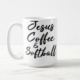 Caneca De Café Jesus Café E Softbol Engraçado Cristão Esporte Rou