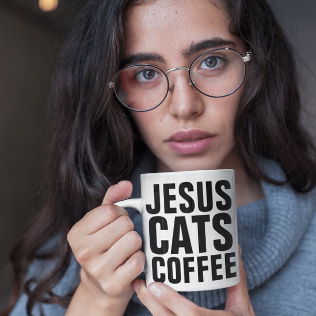 Caneca De Café JESUS CATS CAFÉ CHRISTIAN CAFFEE Mgs (Criador carregado)