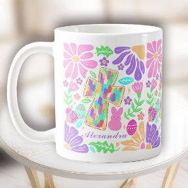 Caneca De Café Jesus Colorida Páscoa Cruzada Nome Personalizado F