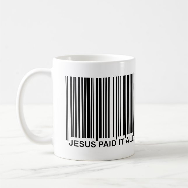 Caneca De Café Jesus cristão pagou-lhe todo o código de barras (Esquerda)