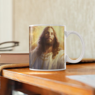 Caneca De Café Jesus Cristo com estrelas e luz versão 5
