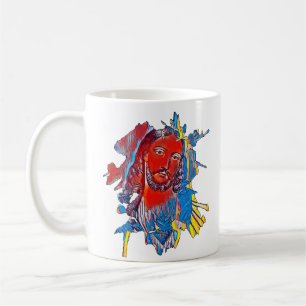 Caneca De Café Jesus Cristo Enfrentado Cardíaco Sagrado Arte Abst