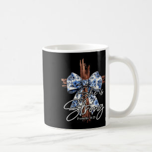 Caneca De Café Jesus Cross Floral Blue Coquette Arco Ela É Forte