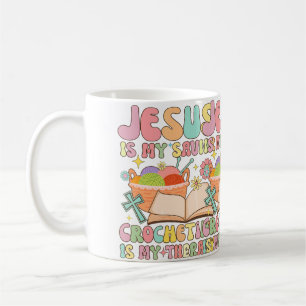 Caneca De Café Jesus É Meu Salvador Crochê É Minha Terapia Groovy