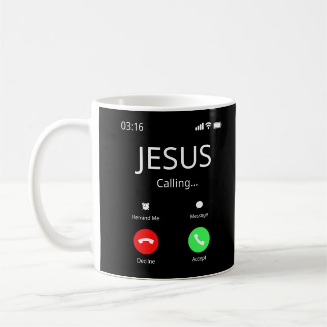 Caneca De Café Jesus Está Ligando - Cristão (Esquerda)