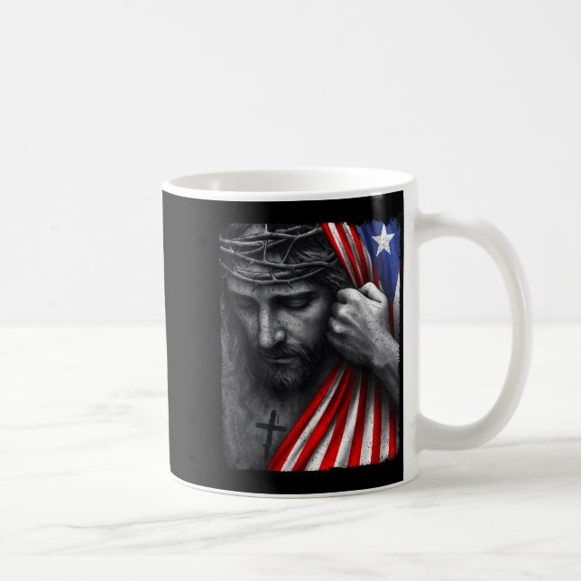 Caneca De Café Jesus Faith Cross Crown America Puerto Rico Herita (Direita)