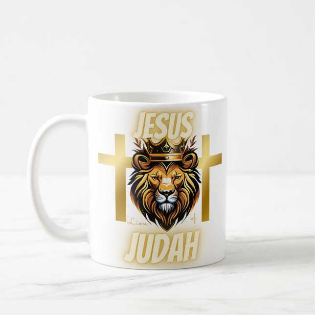 Caneca De Café Jesus Leão na Impressão Dourada de Judah Mug (Esquerda)
