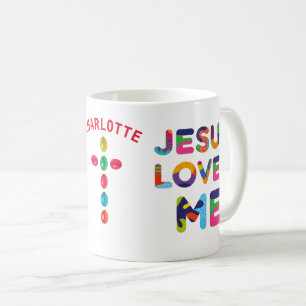 Caneca De Café Jesus Me Ama Colorida Personalizável