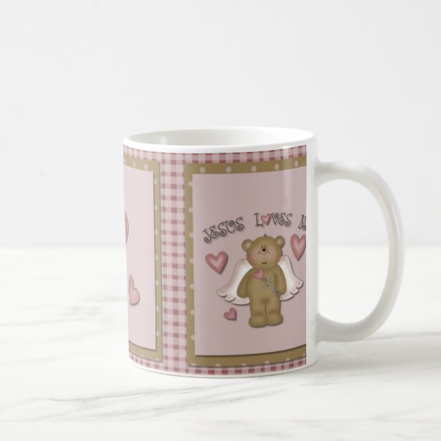 Caneca De Café Jesus Me Ama Teddy Bear Angel Mug (Direita)