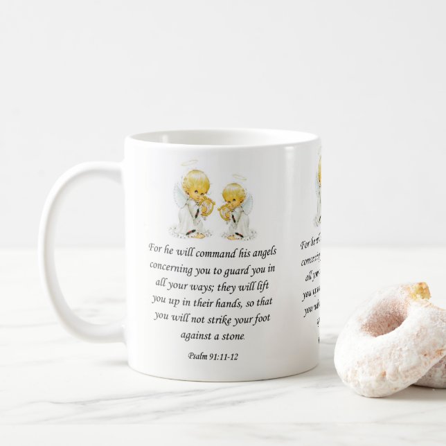 Caneca De Café Jesus Mug Salm 91:11-12 (Com Donut)
