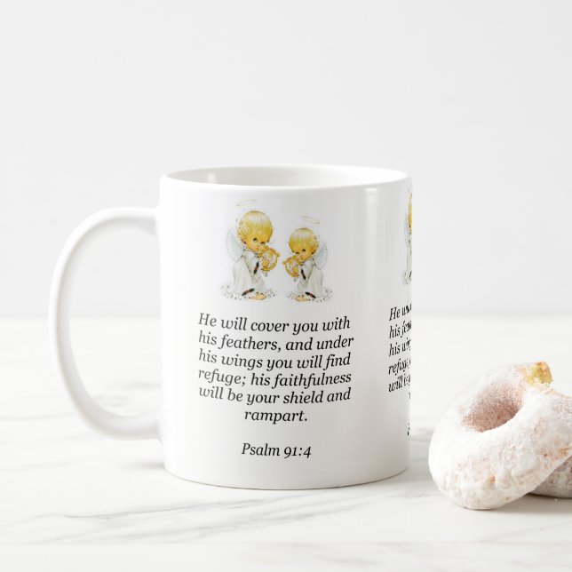 Caneca De Café Jesus Mug Salm 91:4 (Com Donut)