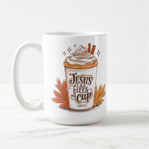 Caneca De Café Jesus Preenche o Salmo da Taça 23:5 Café