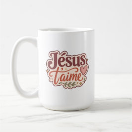 Caneca De Café Jésus T'aime Presente Francês Cristão Jesus Te Ama