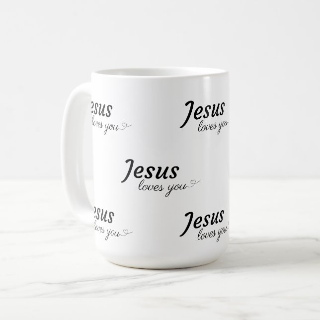 Caneca De Café Jesus Te Ama, Café Mug (Frente Esquerda)