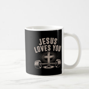 Caneca De Café Jesus Te Ama Engraçado, Gym Barbel