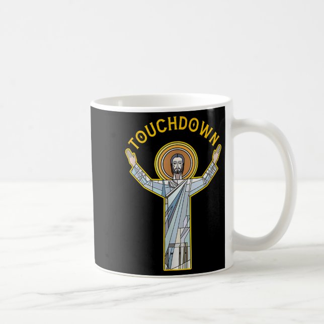 Caneca De Café Jesus Touchdown Diversão Fé Cristã Frase Meme C (Direita)
