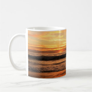 Caneca De Café Jetty Over Ocean Beach Sunset